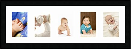 Cadres Photos pêle mêle multivues Super Blanc 5 Photo(s) 10x15 Passe Partout, Cadre Photo Mural 20x62 cm Noir, 3 cm de Largeur
