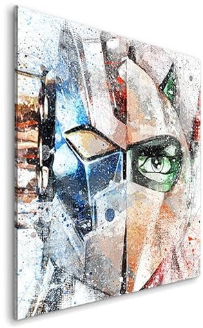 Pop Street Lovers Tableau décoratif Goldorak Actarus - Toile imprimée sur châssis - Décoration Murale Salon Chambre (80cm x 80cm)