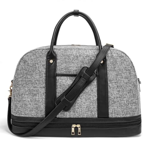 Reisetasche Weekender Damen Canvas Übernachtungstasche Große Reisetaschen Tragetasche auf der Schulter mit Schuhfach, Perfekt für Damen Reisen oder den Täglichen Gebrauch