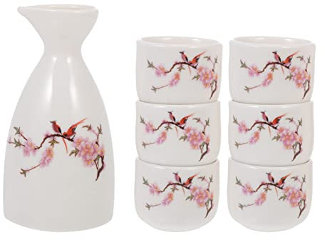 Luxshiny Creative Ceramic Sake Bottle Japanese Style Wine Holder Sake Cups for Party and Home Decor