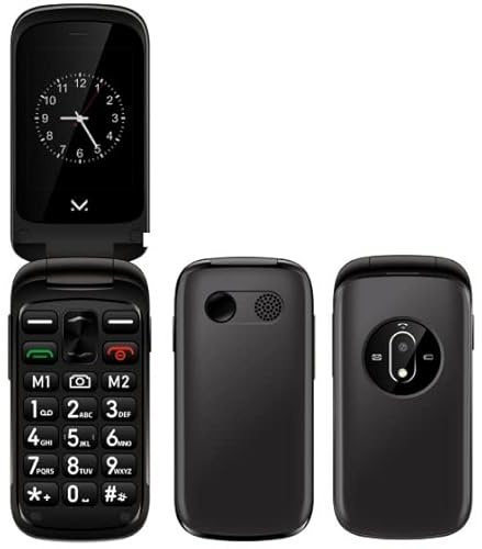 Majestic BLOW – Senior phone 4G DUAL SIM display 2.4, bluetooth, fotocamera, flip attivo, tasto SOS, Base di ricarica, Nero