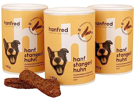 Hanf Stangerl, Hundesnack, Belohnung mit Mehrwert, Unterstützung des Bewegungsapparates & Darmflora, Trainingsleckerli (Huhn)