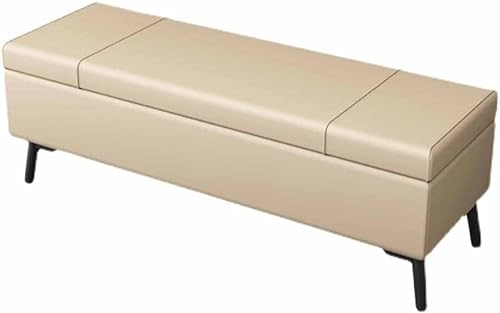 CATANK Brandschutz-Faltspeicher-Ottomane, zusätzliche Sitzgelegenheiten im Wohnzimmer, Flip-Aufbewahrung, PU-Leder, Mehrfarbig, optional, 100 x 40 x 45 cm, Ottomane (Farbe: Beige)