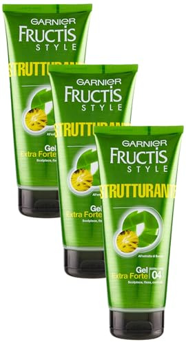FRUCTIS Gel tubo strutturante 4 extra forte 200 ml. - Haargel (Packung mit 3)