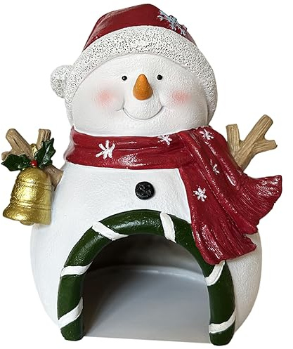 SLOCME Aquarium-Weihnachts-Schneemann mit Glocken-Dekorationen – Aquarium-Weihnachts-Schneemann-Landschaftsdekoration, schafft festliche Atmosphäre