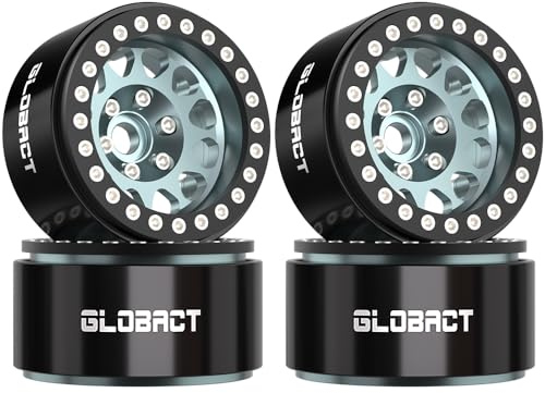 EPINON RC 1.9inch Beadlock Wheels - Offset -10.5mm Aluminum Wheel Rim Hub for 1/10 RC Crawler Car Axial SCX10 UTB10 TRX4 TRX6 Redcat Gen7 Gen8 VS4-10 Upgrade Accessories (4Pcs Titanium)