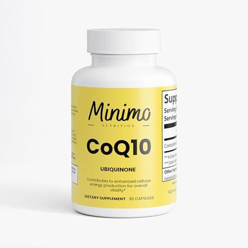 Minimo Nutrition CoQ10 Ubiquinone 200mg, 3rd Party Tested, Optimally Absorbed Ubiquinone, Vegan, Gluten Free Dietary Supplement Support for Heart Health & Brain Function, 30 Capsules