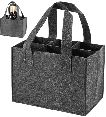 Flaschentasche 6 Flaschen, Flaschentasche Filz, Flaschen Tasche, Getränketasche, Filztasche mit Fächern für Flaschen, Filz Flaschenträger Filztasche für Bierflaschen Weinflasche Getränketasche