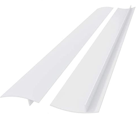 Inanhoo Silikon-Ofenspaltabdeckung, 53,3 cm, Weiß, 2er Set | Weiches Silikon, T-Fugenfüller für Herd-Arbeitsplatte. Verhindert Verschütten & Krümel. Fleckenabweisend, leicht abwischbar.