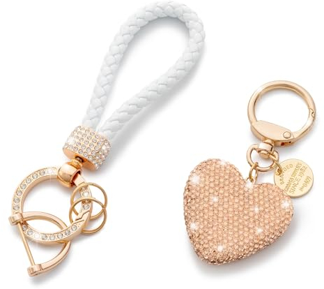 CHUQING Geflochtener Schlüsselanhänger, Auto-Schlüsselanhänger, Champagner Schlüsselbund Mit Glitzernden Strasssteinen, Strass-Schlüsselanhänger Für Damen