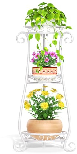 VASZOLA Blumenständer Pflanzenständer Pflanzenregal Outdoor Indoor, Weiß