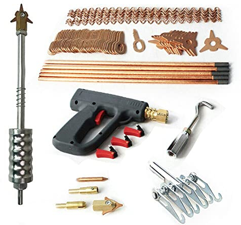 86Pcs Dellen Reparatur Ausbeulwerkzeug Set, Punktschweißelektroden Spotter Auto Dent Repair Kit Schweißgerät Ausbeul Set