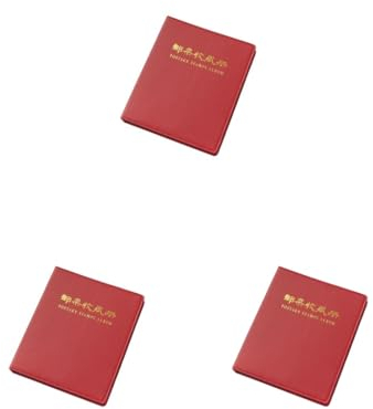 3 Set Lederalbum Währung Münzen Sammelbuch Fotoschutz Notiz Aufbewahrung Bücher Cover Blanko-Alben 9 Löcher 35 Blatt Rot