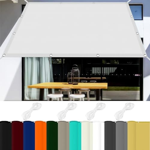 Sonnensegel Sonnenschutz Rechter Winkel 2 x 6 m 98% UV Schutz Sonnenschutz Sonnensegel Schattentuch mit Ösen Und Kordel,Ohne Bohren für Balkon Terrasse Garten Camping, Weiß