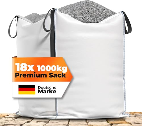 NTG Big Bag 90x90x90cm 1000kg 4 Schlaufen - 18 Stück wasserfest geschützt | Abfallsack Lagersack Gartenabfallsack Laubsack - Schuttsack Bauschuttsack - stabile Tragfähigkeit UV-Schutz