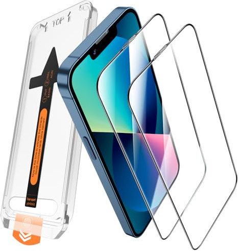 JEHOO 2 Pezzi per iPhone 13/13 Pro/iPhone 14/16e Vetro Temperato Pellicola Protettiva, Rimozione Automatica Della Polvere, Installazione Rapida, Anti Graffio, Durezza 9H Vetro