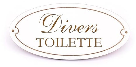 Dekolando Türschild TOILETTE Schild oval WC Toilettenschild weiß selbstklebend graviert Holzschild Türdeko 15x7cm (Divers Toilette)
