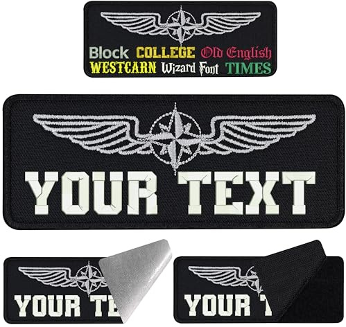 Pilot Patch Personalisiert mit Klettverschluss | Klettpatch personalisieren | Aufnäher mit Klett | Piloten Patch Namensschilder für Uniform | Aufbügler Patch (Pilot 2 custom Patch black)