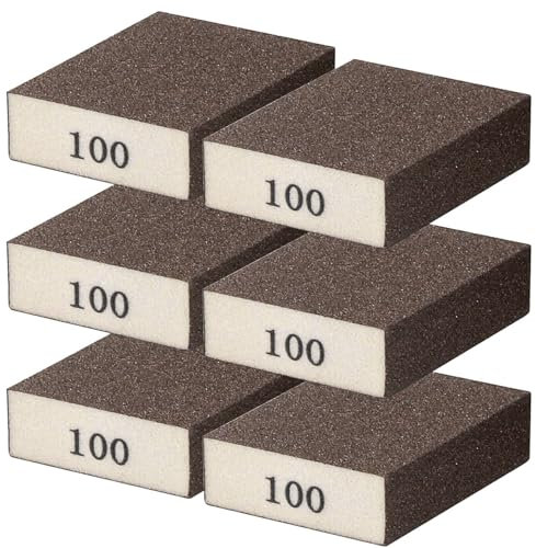6Pcs Sanding Sponge 100 Coarse Medium Fine Grit Sanding Block Washable and Reusable for Wood, Metal, Wall Polish