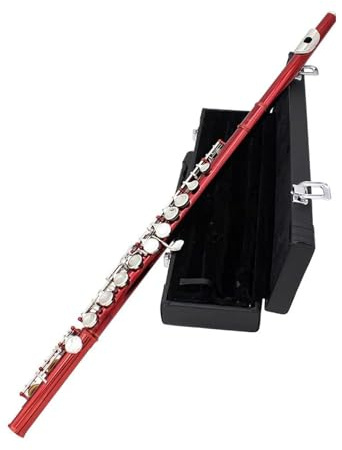 Flöte Flöte 16 Geschlossene Offene Löcher C-Taste Flöte Holzblasinstrument Konzertflöte Professionelle Flöte Mit E-Taste Anfänger-Set(Red)