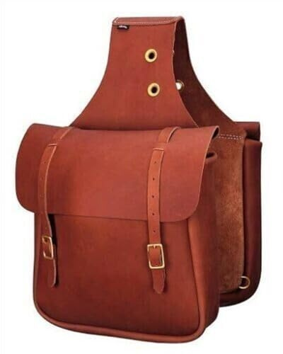 EQUIGEAR Western-Leder-Satteltasche für Pferde | Reitvergnügen Wanderritt geeignet für Reiten und Fassrennen | Satteltasche mit verstellbarem Riemen GRÖSSE: 10X10X3 SA-79