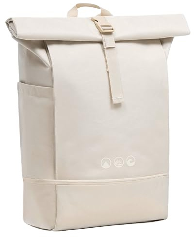 SONS OF ALOHA Roll-Top Rucksack Damen & Herren - NALU groß - Rolltop mit Laptopfach 16 und Schuhfach für Uni Fahrrad Business - recycelt wasserabweisend beige