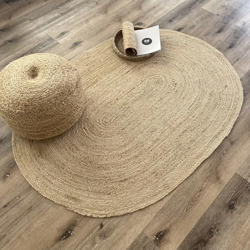 Rita Rugs Home Theo Jute Oval Rug, 100% Natural Jute, Artistic Braided Hand Woven Indoor Area Rug for Kitchen, Living Room, Bedroom, Farmhouse, 120 cm x 170 cm, 120 x 170
