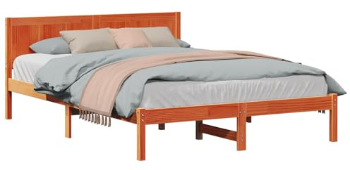 vidaXL Struttura del Letto Marrone 160 x 200 cm Legno massello di Pino, Letto Rettangolare in Legno Moderno, Resistente e stiloso, Perfetto per la Tua Camera da Letto