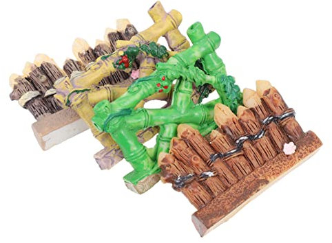 Milisten 4 Piezas Valla De Bambú De Resina Adornos para Mini Vallas Simuladas Estilo Aleatorio para Decoración De Jardín Exterior