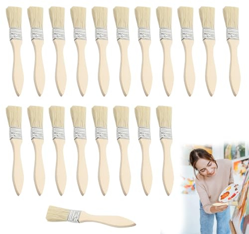 20PCS 1 Inch Paint Brush, Small Brushes for Walls and Furniture | Glue Brush & Varnish Brush for Wood, Disposable Paint Brushes for Paint, Stains, Varnishes, Glues and Home DIY