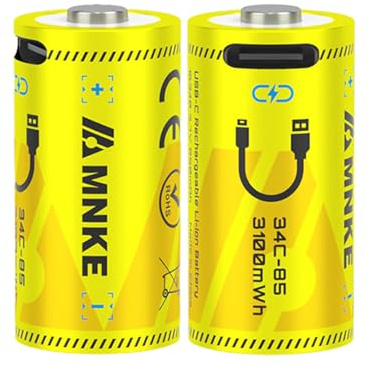 2PCS Rechargeable Lithium Batteries With USB-C Cable Fast Charging Battery 3.7V 3100mWh High-Capacity 1000+ Cycles Ultra-Long Lasting Time Durable Cycle Smart Charging LED Indicator（2PCS 3.7V 3100mWh）