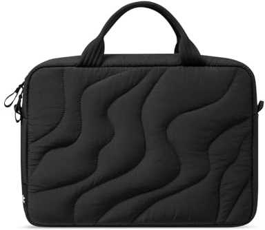 tomtoc 16 tums skyddande puffig bärbar väska för kvinnor, lätt laptopfodral passar 16 tum MacBook Pro och andra 15 tum / 16 tum datorer, arbetsresor notebook portfölj handväska med organiserad