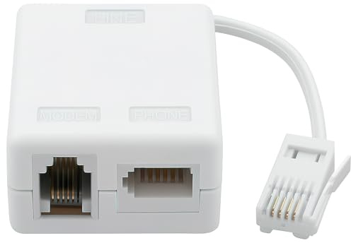 ADSL Filter Microfilter for Phone, BT Plug to ADSL RJ11 Internet Broadband | Microfilter Splitter White Socket Splitter Lead for Sky TalkTalk Router Wifi Telephone Fax Landline Modem Vodafone