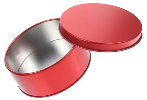 JECOMPRIS Round Tinplate Box with Lid 3.94X3.94X1.57In Classic Decorative Candy Cookie Storage Container for Christmas Party Packaging