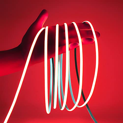 MALIIGAZA 5m 12V COB LED Tape Rot 5mm ultradünn 400LED/m, CRI90+ | flexible LED Lichtleiste für Innen Deko Möbel Küche Arbeitsplatte dimmbar sicher Niedervolt (ohne Netzteil und Controller)