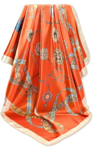 GLORIS Seidenschal Damen 90x90cm – Elegantes Quadratisches Seidentuch | Halstuch Satintuch Bandana Kopftuch Tuch | Geschenk für Damen Mode Accessoires