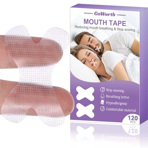 Mouth Tape for Sleeping, 120 Pcs Premium Sleep Tape, Mouth Strips Anti Snoring, Strong but Gentle Adhesion for Men Women, Reduces Snoring and Improves Nasal Breathing