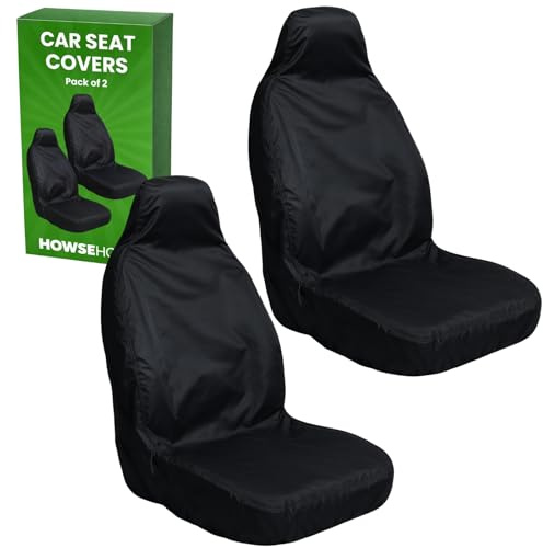 HowseHold Car Seat Covers Front Pair - 2 Pack Universal Car Seat Covers, Water Resistant, Easy to Clean, Install, Protects Against Dirt, Spills, Mud and Pet Hair, Suitable for Cars and Vans