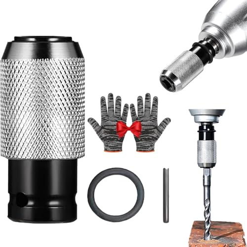 Adaptateur pour marteau perforateur avec jeu de forets à percussion, convertisseur marteau électrique vers perceuse, avec adaptateur et 4 forets, prise en main fiable et grande robustesse (1 PC)
