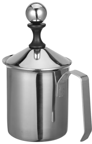 DIYEAH Mousseur Lait Manuel Inox Pichet Mousse Lait pour Café Cappuccino Latte Facile à Nettoyer