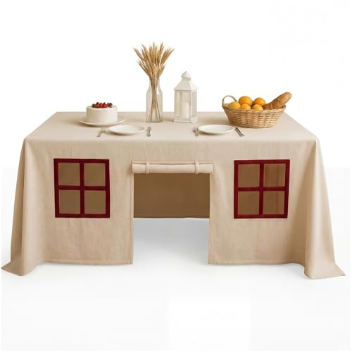 Oudain Large Playhouse Table Cloth Table Fort Tent Cover Playhouse Indoor Outdoor Tablecloth for Birthday Party Playground Play Accessory