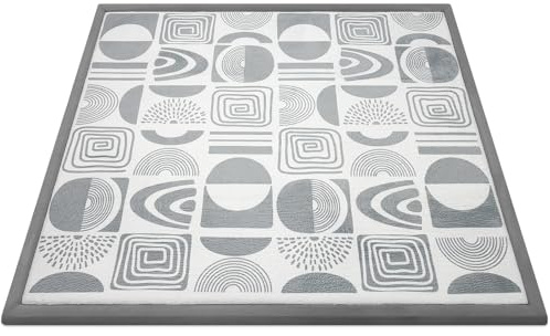 Alfombra Colchoneta Bebe Suelo Acolchada, 150x180x3cm Tapete Actividades de Juegos Plegable para Bebe Niños Infantiles, Superficie de franela Suave con Base Antideslizante - Motivos Geométricos Grises
