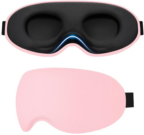 Gritin Schlafmaske für Seitenschläfer Damen & Herren 3D Bequem Schlafbrille | Hautfreundlich Lichtblockierend, Ergonomische Augenmaske mit Verstellbar Gummiband, für Schlaf, Reisen, Flug - Rosa