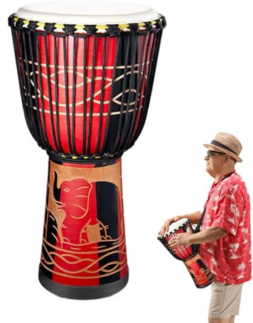 Bongo-Trommel für Kinder, afrikanische Trommeln für Kinder, 20,3 cm (8 Zoll), mehrfarbig, handgeschnitzt, Percussion-Instrumente, Musikinstrumente, Musik-Dekoration