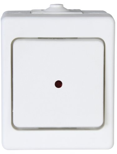 Kopp 564602001 Aufputz-Feuchtraum Kontrollschalter mit Linse und eingesetzter Glimmlampe,IP44, Standard