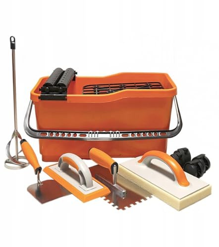 MARTEN TYTANX Profi Fliesenleger Set 10-teilig – Komplettset mit Eimer Kellen Fugbrettern Mischwerkzeug Edelstahl – Perfekt als Geschenk oder zur täglichen Arbeit