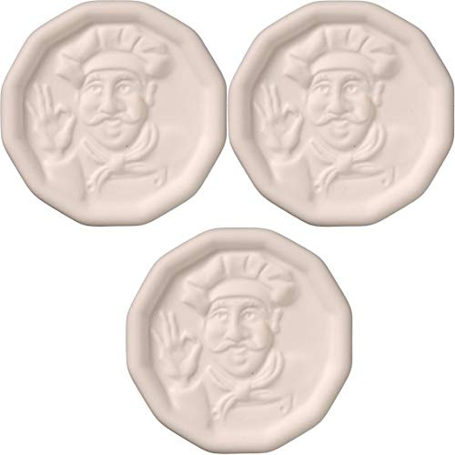 JBK Pottery Pot Minder Ceramic Boil Spill Stopper Disc - Kitchen Overflow Preventer for Noodles, Soups, Pasta, Seafood - Heat, Steam & Splatter Saver for Stove & Microwave - 2.3, Set of 3 Chef Design