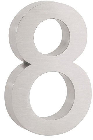 Zelsius Numéro de maison en acier inoxydable - Design moderne 3D - Hauteur : 20 cm - Profondeur : 3 cm - En acier inoxydable V2A - Police : Arial - Plusieurs chiffres au choix