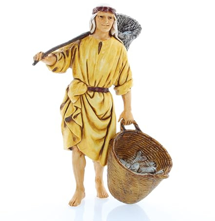 Moranduzzo Pescatore per Presepe da Cm 13 Scala 1:15 - Statuine Presepe Indistruttibili - Stile 700', Pittura Rifinita a Mano, Prodotto Ufficiale, Made in Italy, Scultore M. Landi
