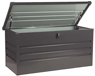 Home Deluxe - Metallaufbewahrungsbox - MEGABOX XXL, Anthrazit - 600 L Fassungsvermögen, Maße: 158 x 64 x 62 cm, verzinktes Stahlblech, wasserdicht I Aufbewahrungsbox mit Deckel Gartenbox Auflagenbox